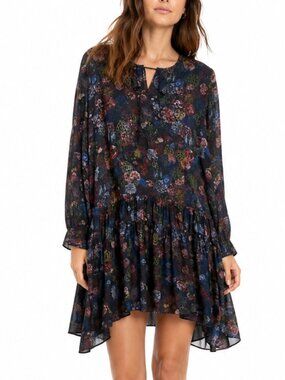 IRO Ciamo Dress Silk Floral Sheer Boho Drop Waist Mini